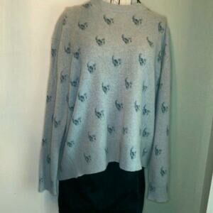 Skull Cashmere Indie Skull Print Sweater Teal S